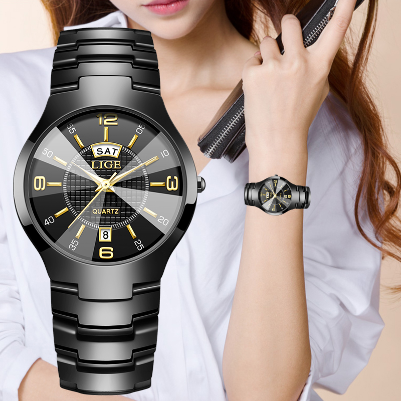 Luxury Watch Display - Elegancki zegarek damski LIGE, luksusowy ceramiczny