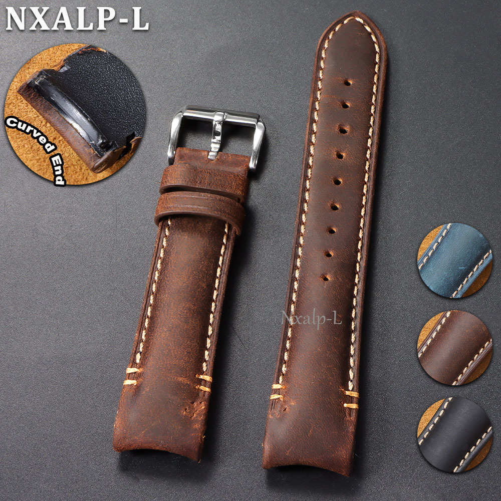 Luxury Watch Expensive - Skórzany pasek do zegarka z zakrzywionym