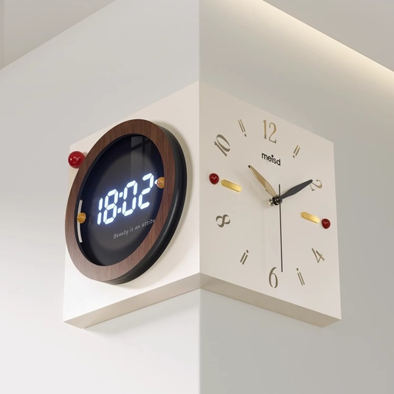 Luxury Watch Wall Clock - Zegar ścienny narożny dwustronny, nowoczesny luksusowy