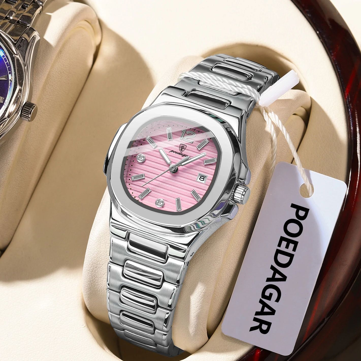 Luxury Watch Ladies - POEDAGAR Kwadratowy Zegarek Damski Modny Świecący