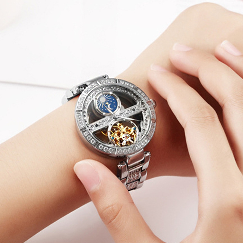 Luxury Watch Moon Phase - Zegarek damski automatyczny damski luksusowy modny