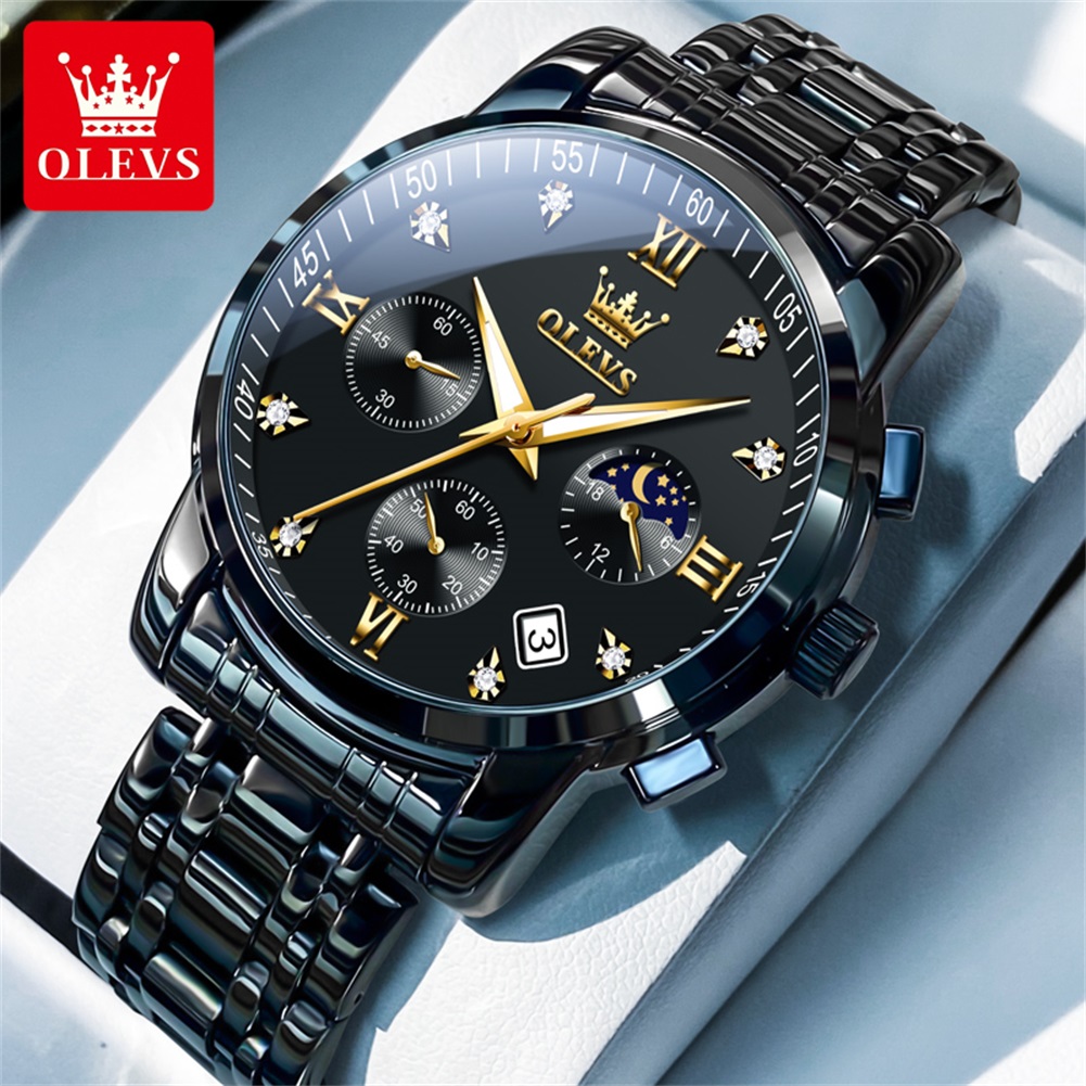 Luxury Watch Moon Phase - OLEVS Popularne męskie zegarki ze stali