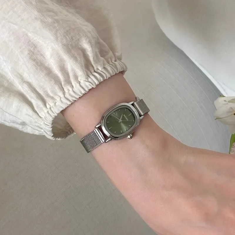 Luxury Watch Ladies - Mała owalna tarcza Zielony zegarek Proste