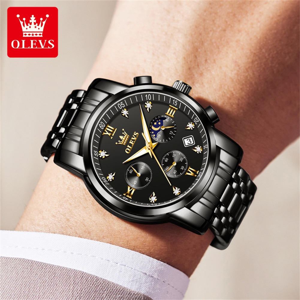 OLEVS Popularne męskie zegarki – Luxury Watch Moon Phase recenzja i cena
