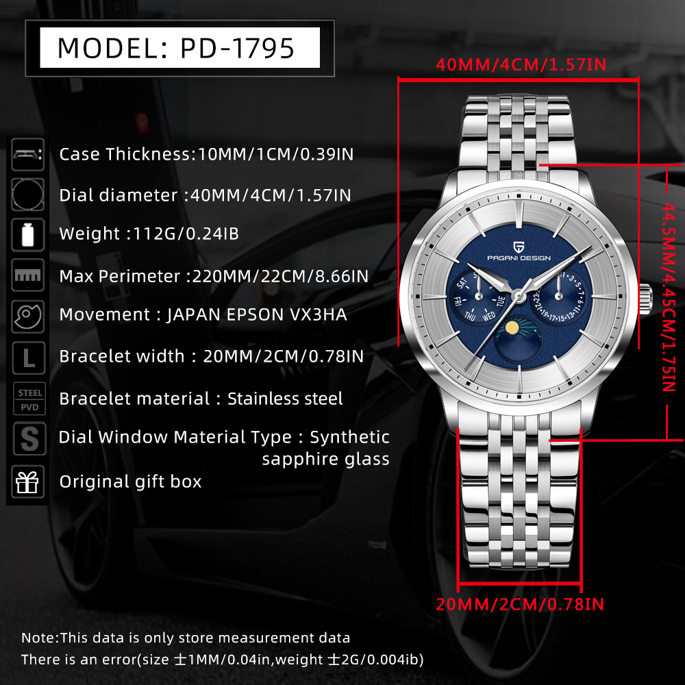 2025 Pagani Design Nowy męski  – Moonphase Complication Watch recenzja i cena