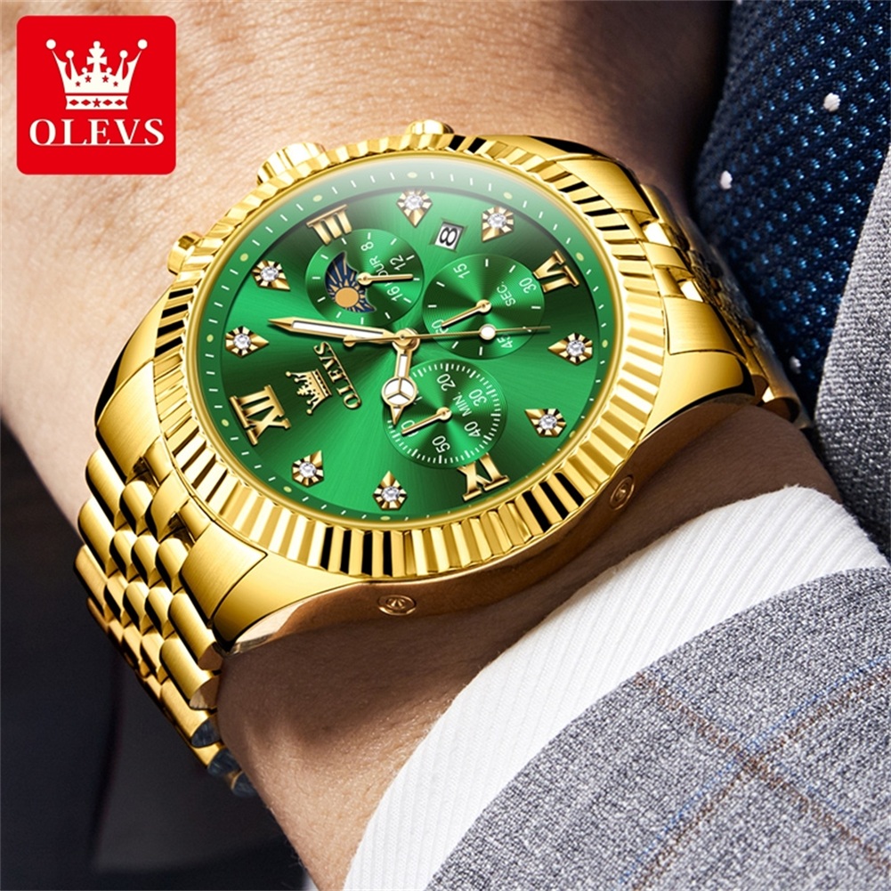 OLEVS 2932 Męski Zegarek Cały  – Moonphase Complication Watch recenzja i cena