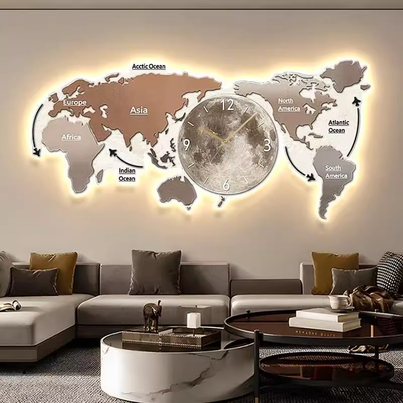 Mapa Świata Świecący Zegar Ści – Luxury Watch Wall Clock recenzja i cena